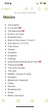 A screenshot of a note on a phone screen, titled "Movies," with a list of movie titles. Some titles have pink bow emojis next to them.